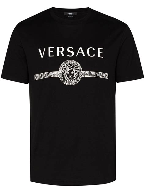 versace collection medusa large logo print t-shirt black|Versace Medusa shirt men's uk.